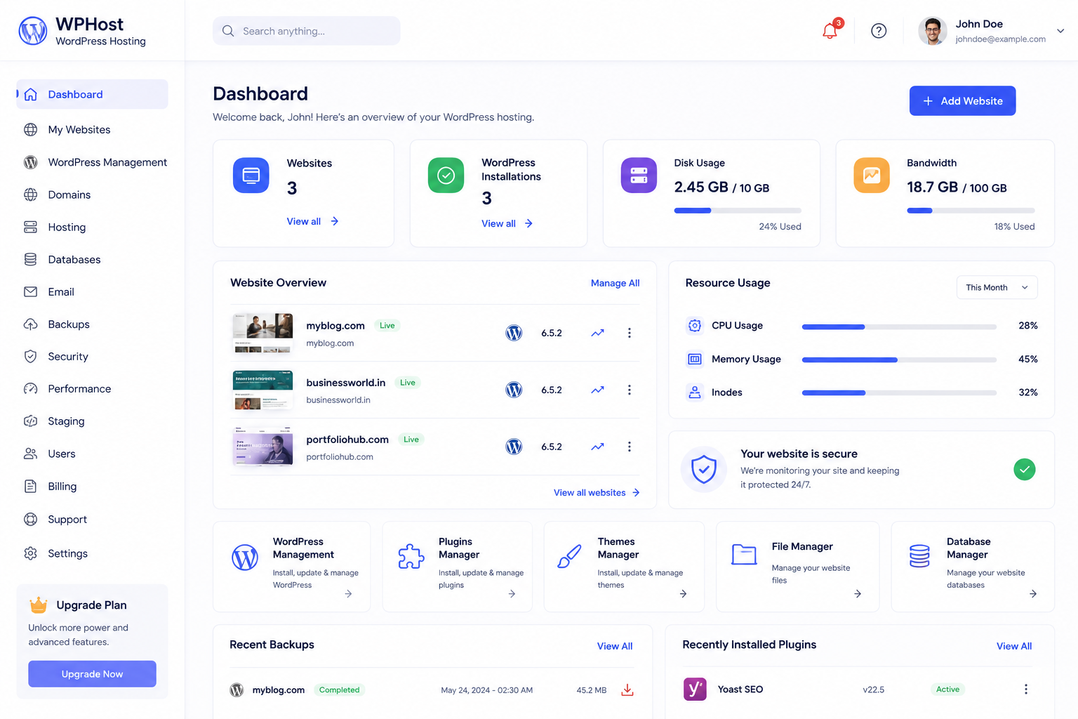 Hosting Dashboard